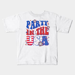 Party In The USA 4th Of July Independence Day USA Vintage Kids T-Shirt